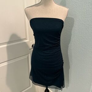 NWT Windsor Strapless Teal Sparkle Ruched Mini Dress